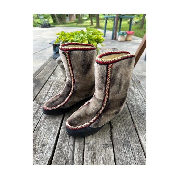 Vintage Snowland Boots Faux Fur Sherpa Ski Boots Apres Ski Winter Mid-Calf Vegan - Picture 2 of 11